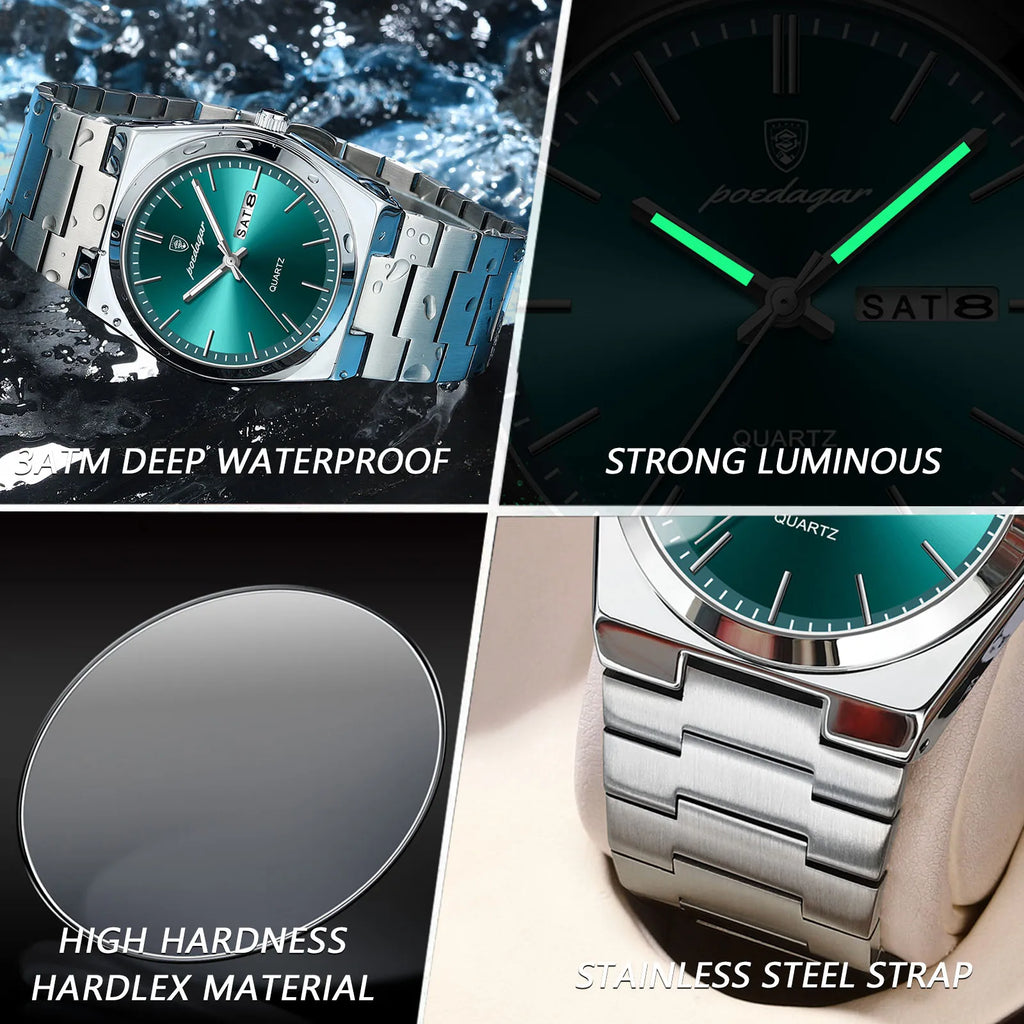 POEDAGAR Luxury Sport Quartz Man Wristwatch Waterproof Luminous Date
