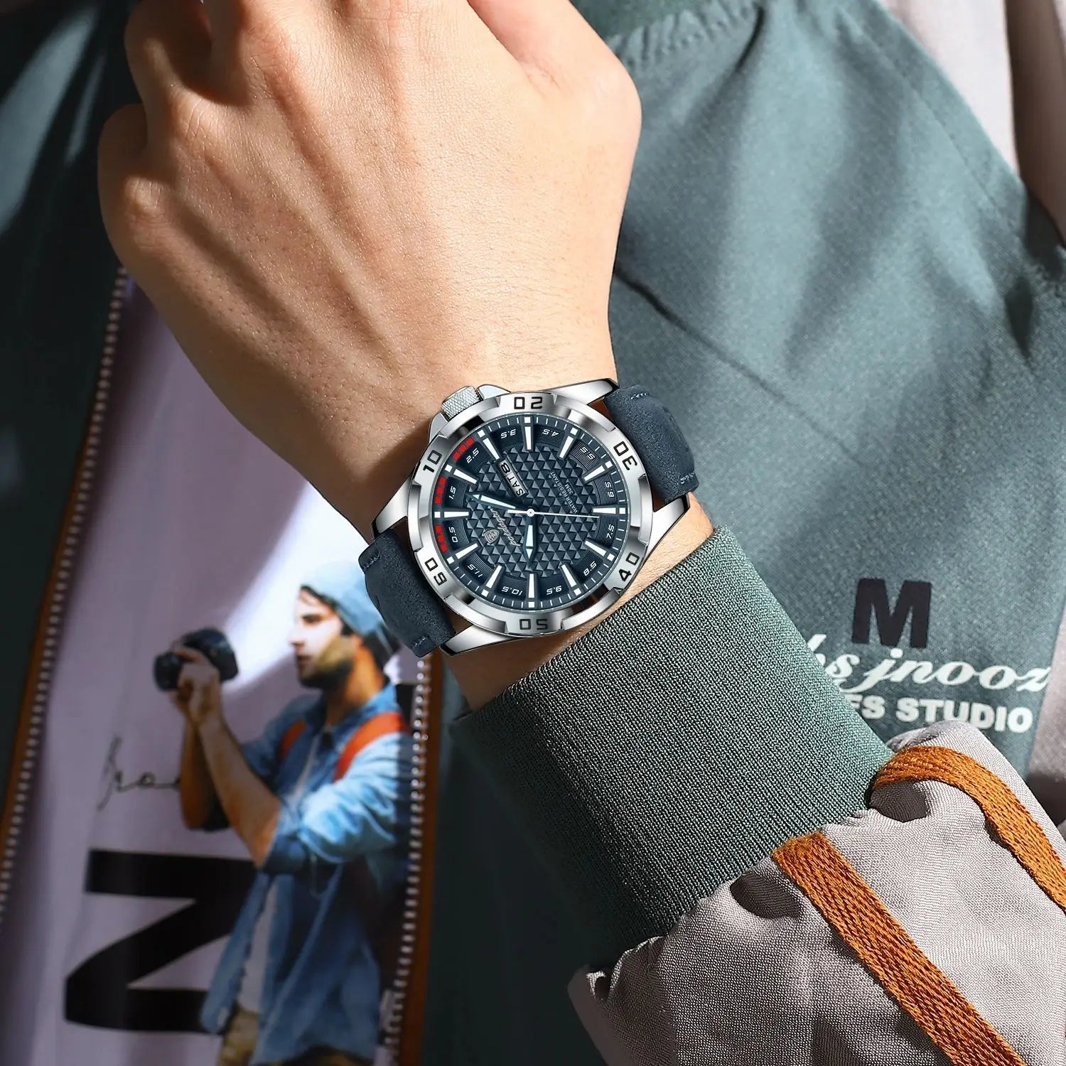 POEDAGAR Original Men Watch Luxury Waterproof Luminous Date Week Watch