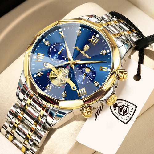 POEDAGAR Exquisite Business Men Watch Waterproof Luminous Chronograph