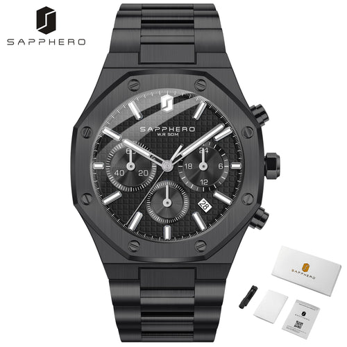 SAPPHERO Men's Watch Waterproof watch Chronograph function Date