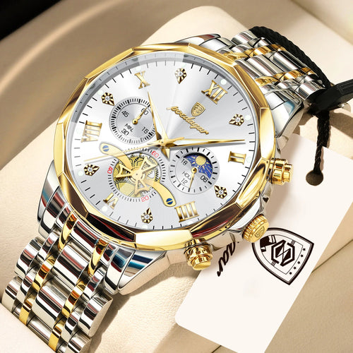 POEDAGAR Exquisite Business Men Watch Waterproof Luminous Chronograph