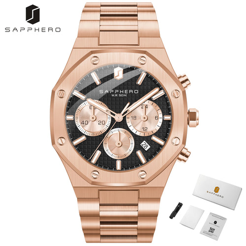 SAPPHERO Men's Watch Waterproof watch Chronograph function Date