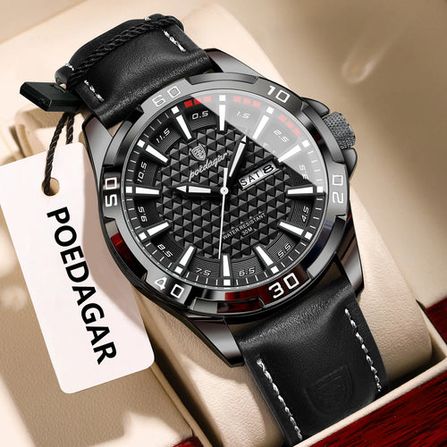 POEDAGAR Original Men Watch Luxury Waterproof Luminous Date Week Watch