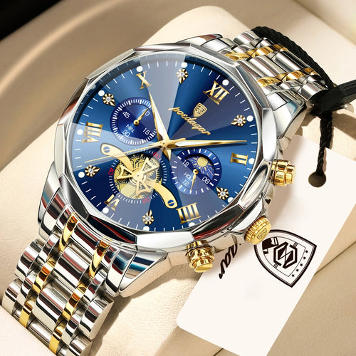 POEDAGAR Exquisite Business Men Watch Waterproof Luminous Chronograph
