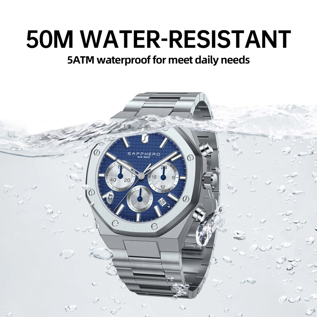 SAPPHERO Men's Watch Waterproof watch Chronograph function Date