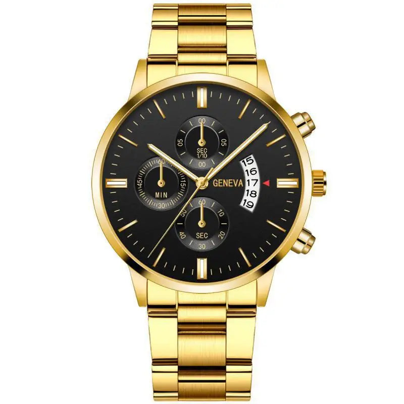 Luxury Stainless Steel Men Calendar Quartz Watch Fashion Mens Business