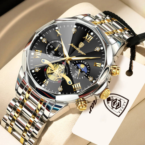 POEDAGAR Exquisite Business Men Watch Waterproof Luminous Chronograph