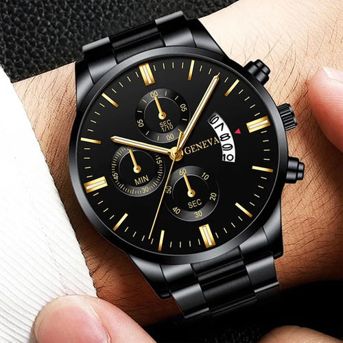 Luxury Stainless Steel Men Calendar Quartz Watch Fashion Mens Business