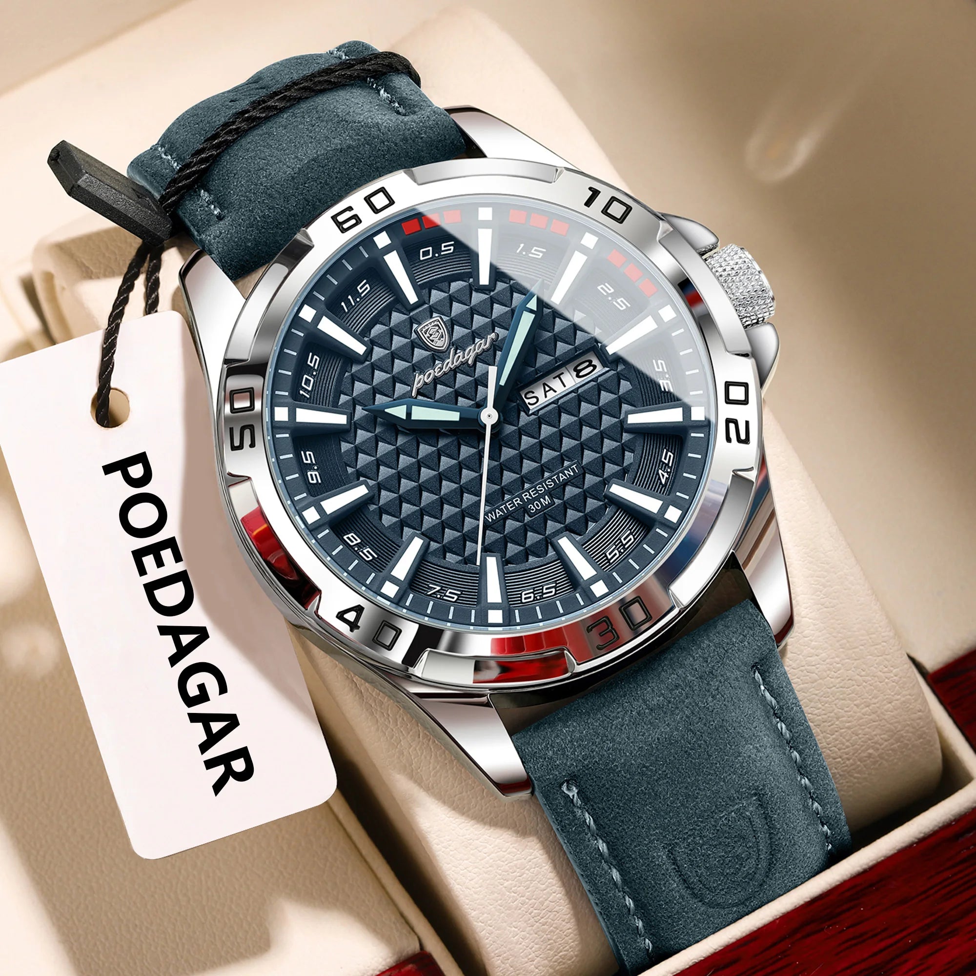 POEDAGAR Original Men Watch Luxury Waterproof Luminous Date Week Watch
