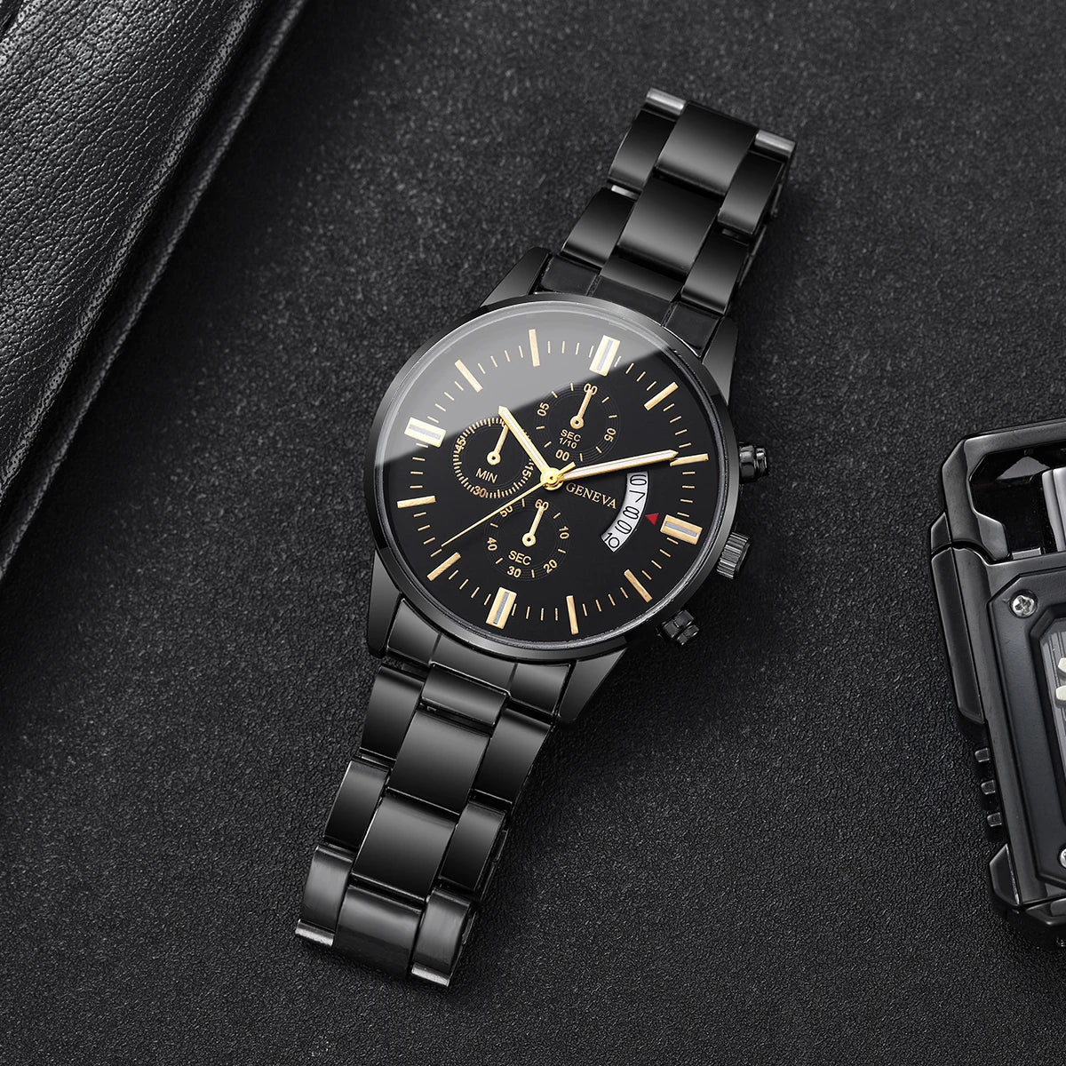 Luxury Stainless Steel Men Calendar Quartz Watch Fashion Mens Business