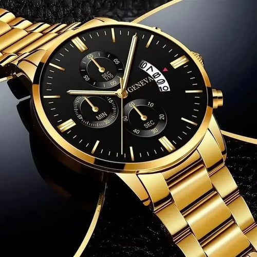 Luxury Stainless Steel Men Calendar Quartz Watch Fashion Mens Business