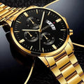Luxury Stainless Steel Men Calendar Quartz Watch Fashion Mens Business