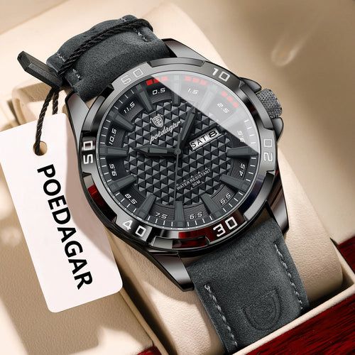 POEDAGAR Original Men Watch Luxury Waterproof Luminous Date Week Watch