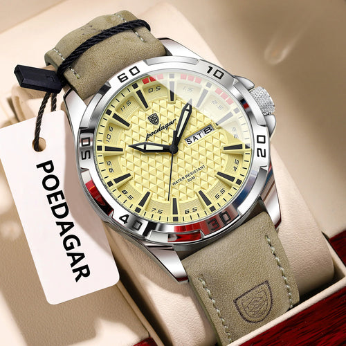 POEDAGAR Original Men Watch Luxury Waterproof Luminous Date Week Watch