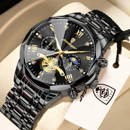 POEDAGAR Exquisite Business Men Watch Waterproof Luminous Chronograph