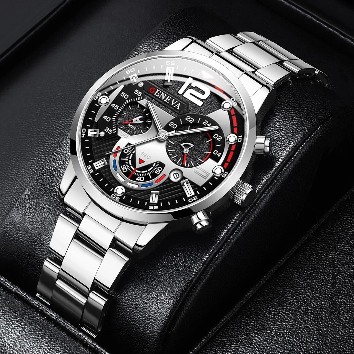 Fashion Men's Watches Stainless Steel Band Analog Quartz Wristwatch
