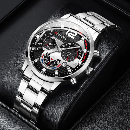 Fashion Men's Watches Stainless Steel Band Analog Quartz Wristwatch