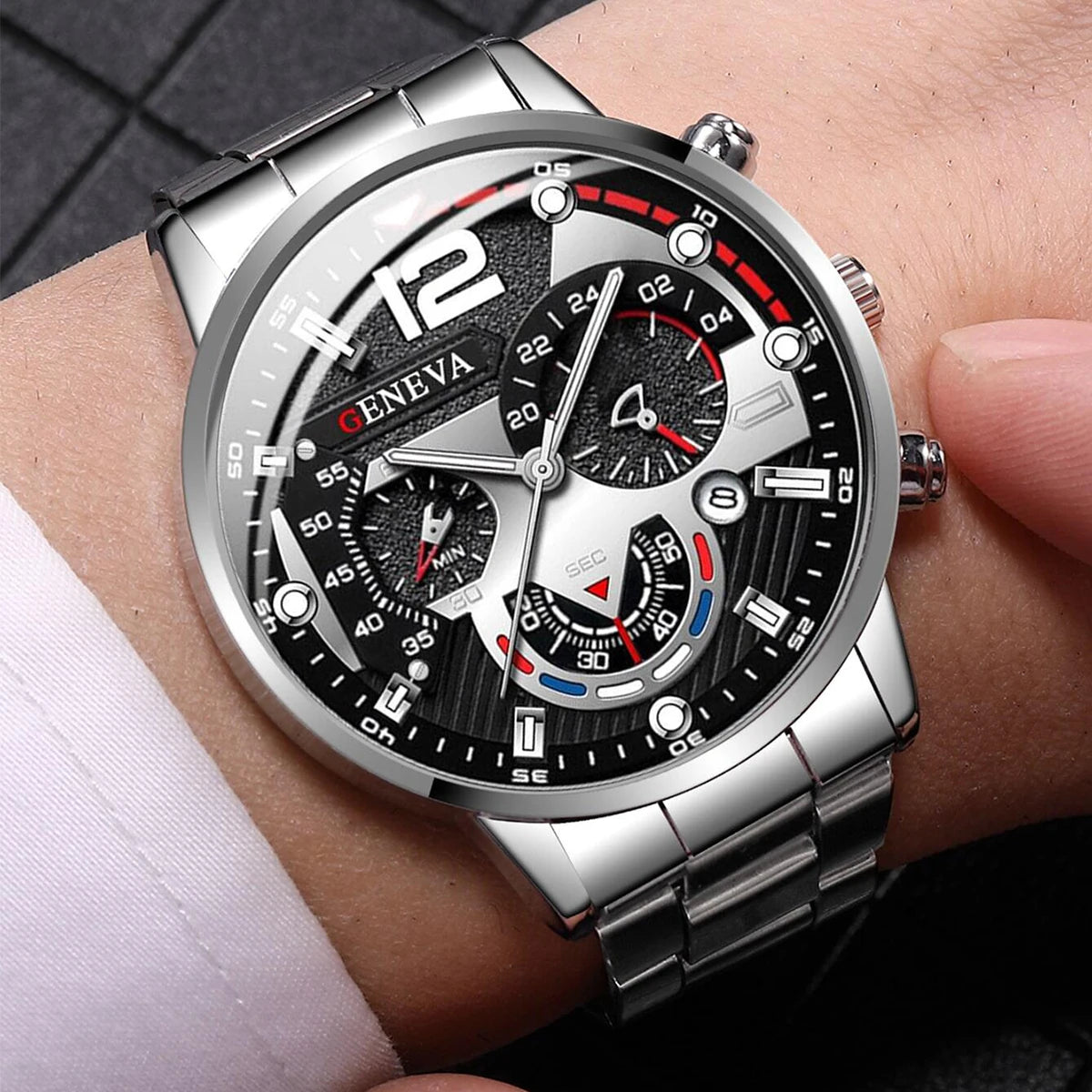 Fashion Men's Watches Stainless Steel Band Analog Quartz Wristwatch