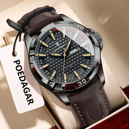 POEDAGAR Original Men Watch Luxury Waterproof Luminous Date Week Watch