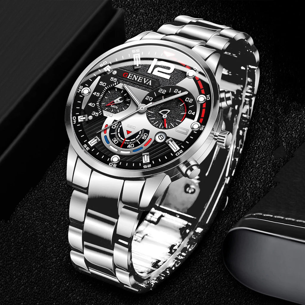 Fashion Men's Watches Stainless Steel Band Analog Quartz Wristwatch